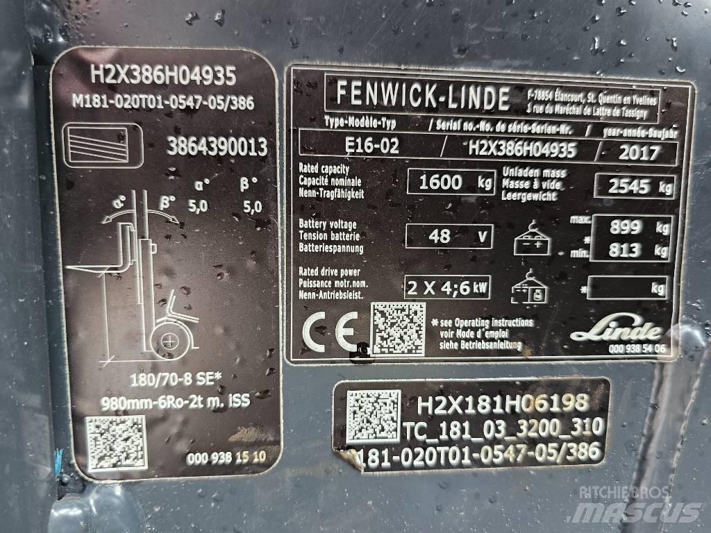 Linde E16 -02 Electric forklift trucks
