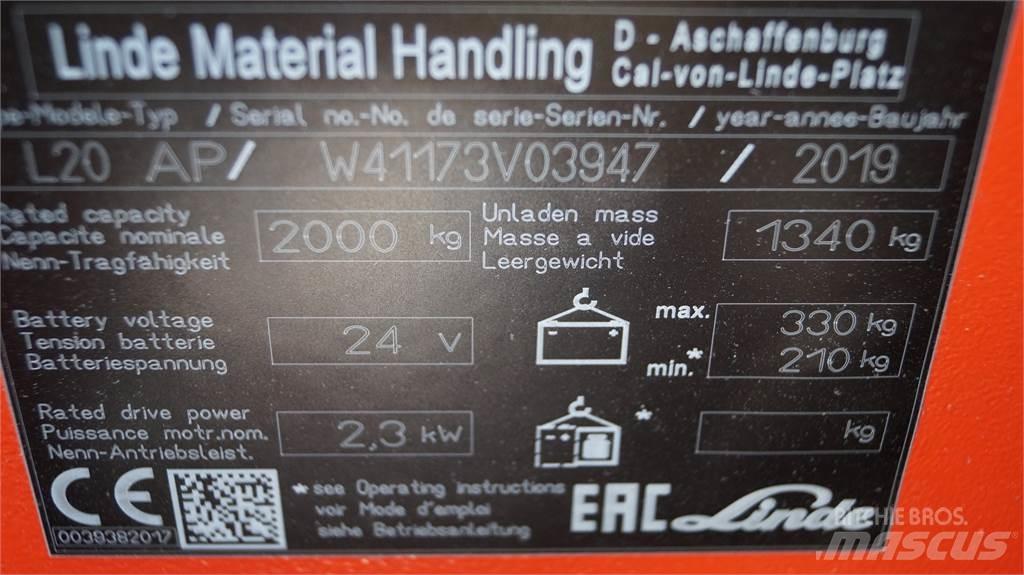Linde L20APi Pedestrian stacker