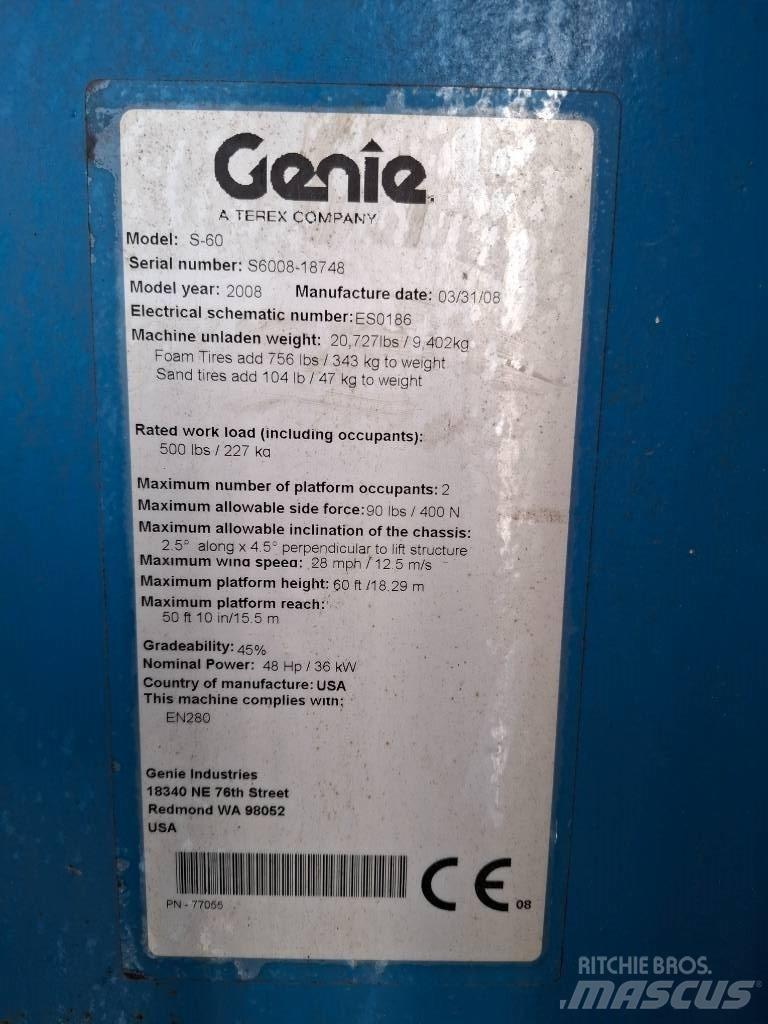 Genie S 60 Telescopic boom lifts