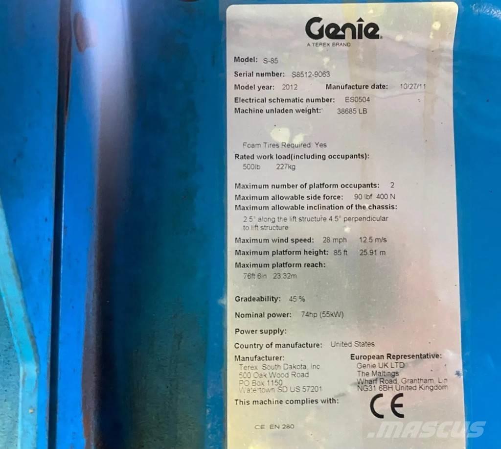 Genie S-85 Telescopic boom lifts
