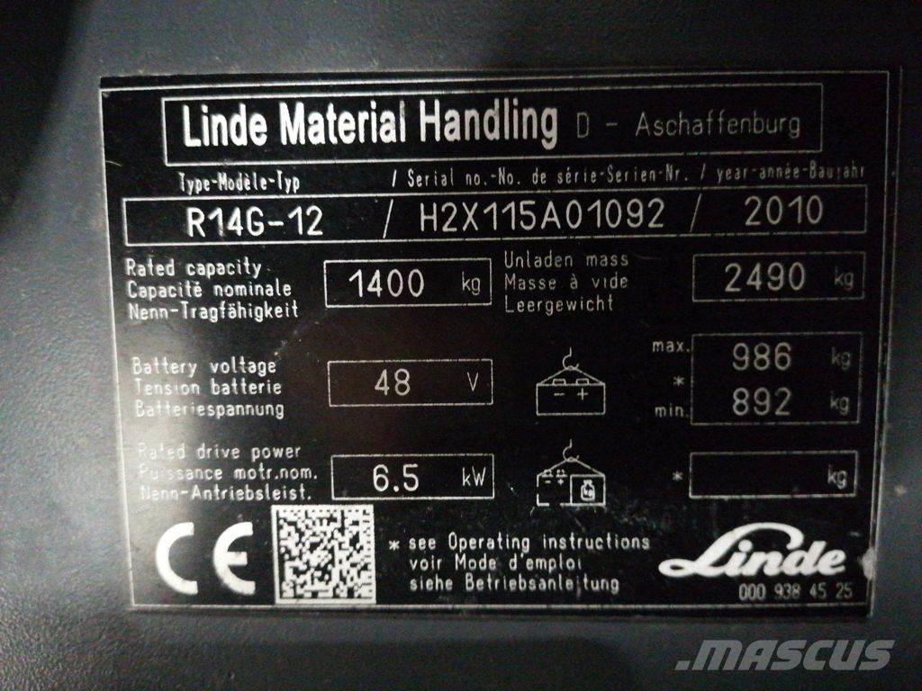 Linde R14G-12 Reach truck