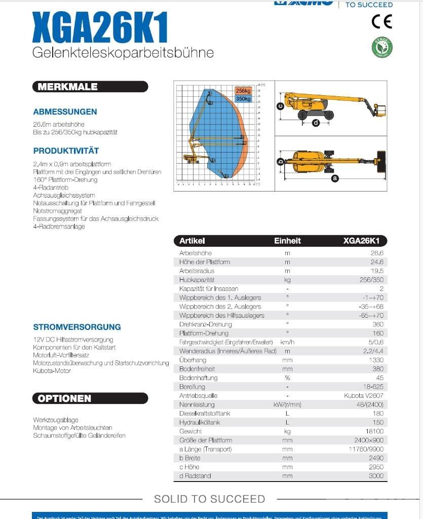 XCMG XGA26K1 Articulated boom lifts