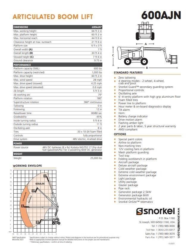 Snorkel 600AJN Articulated boom lifts