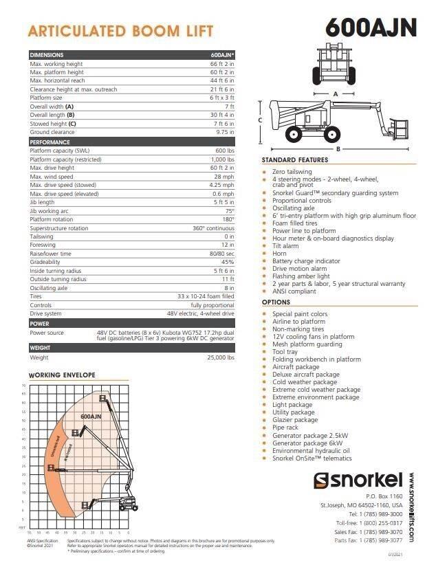 Snorkel 600AJN Articulated boom lifts