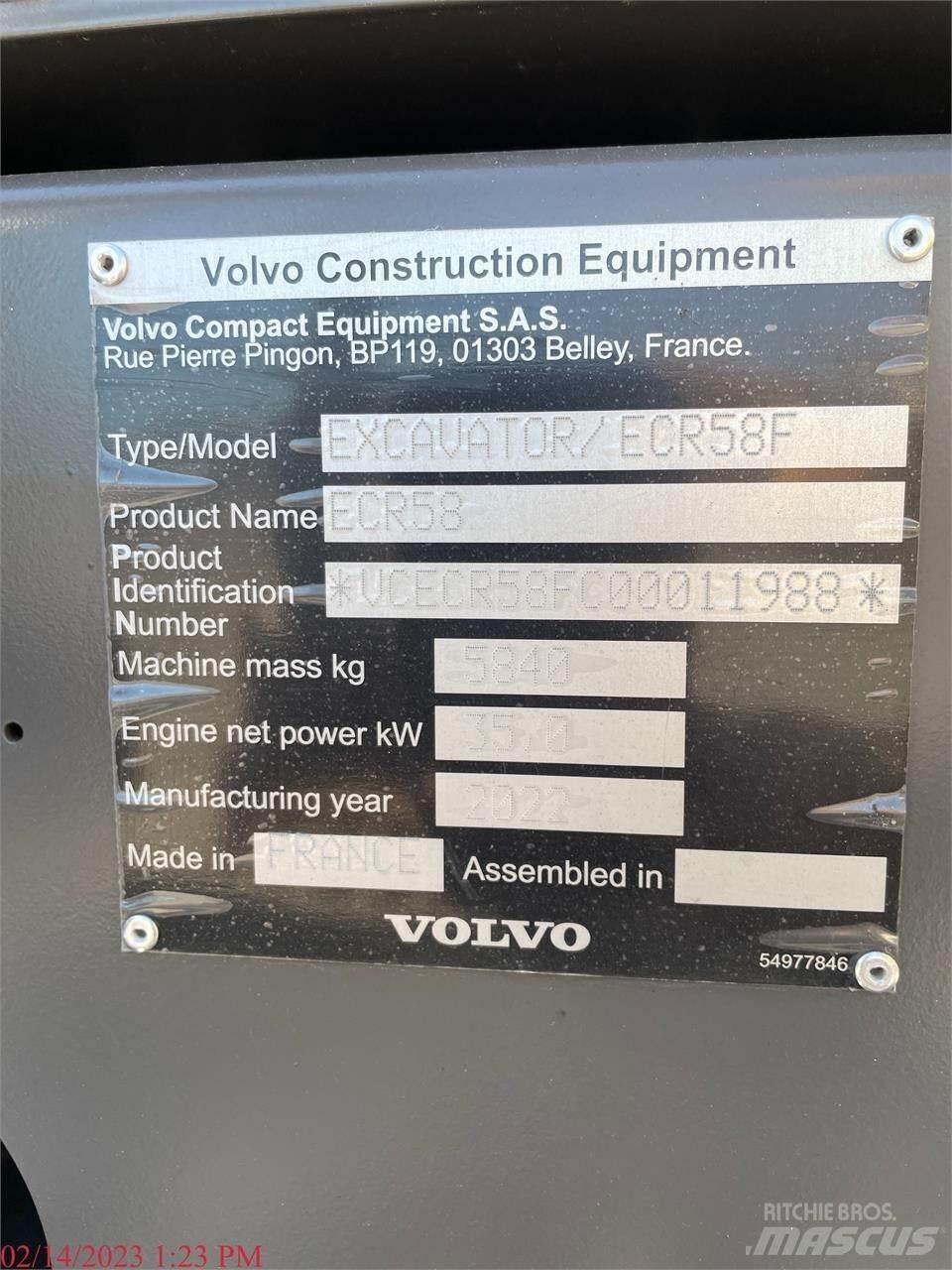 Volvo ECR58F Crawler excavators