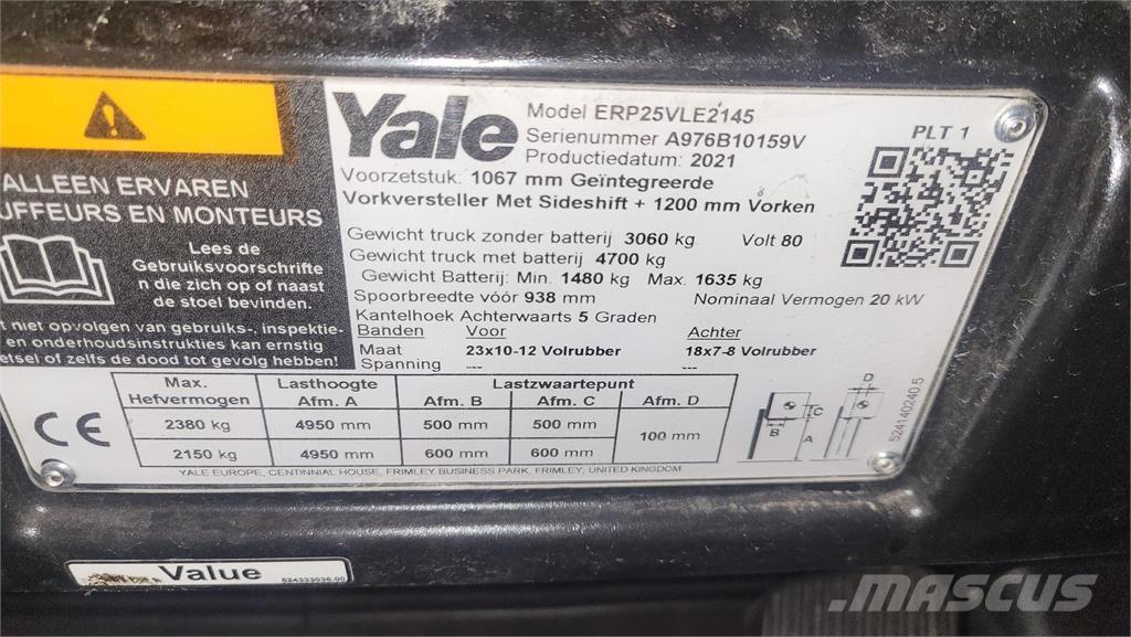 Yale ERP25VL 2021 Electric forklift trucks
