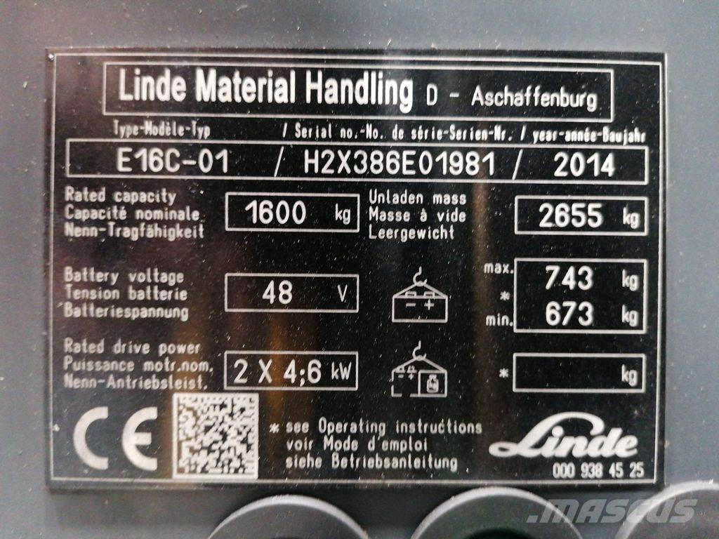Linde E16C-01 Electric forklift trucks