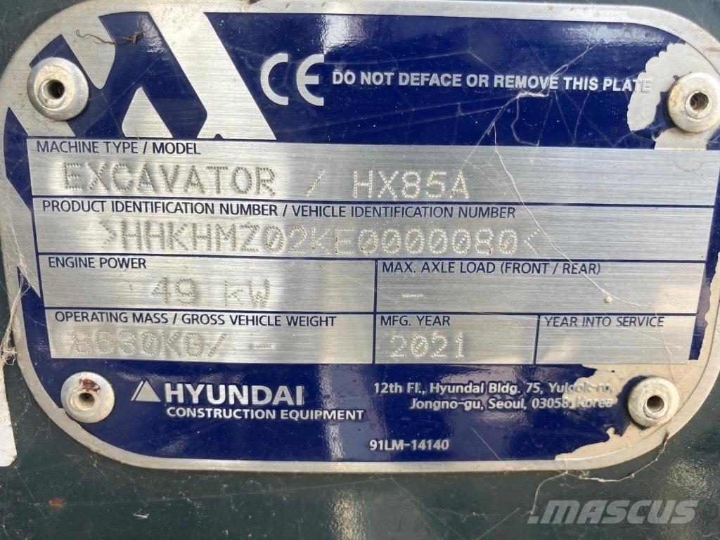 Hyundai HX 85 A Mini excavators  7t - 12t