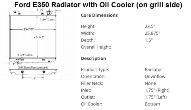 Ford E350 Radiators