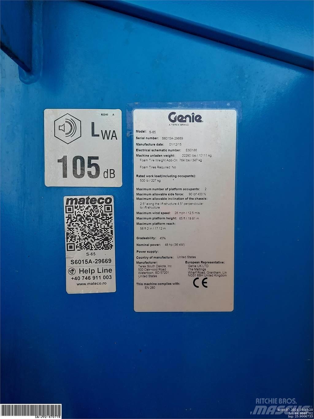 Genie S-65 Telescopic boom lifts