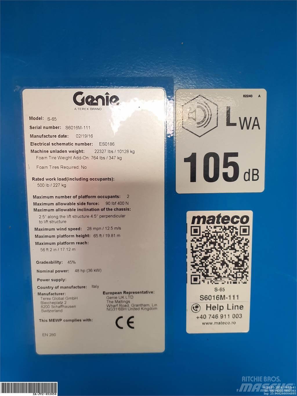 Genie S-65 Articulated boom lifts