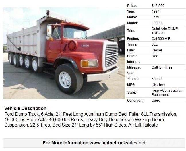 Ford L9000 Tipper trucks