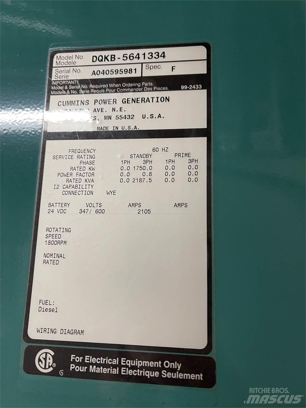 Cummins DQKB-5641334 Diesel Generators