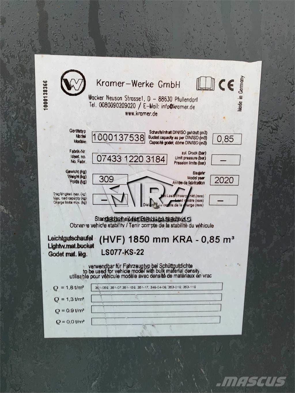Kramer 1850 mm Buckets