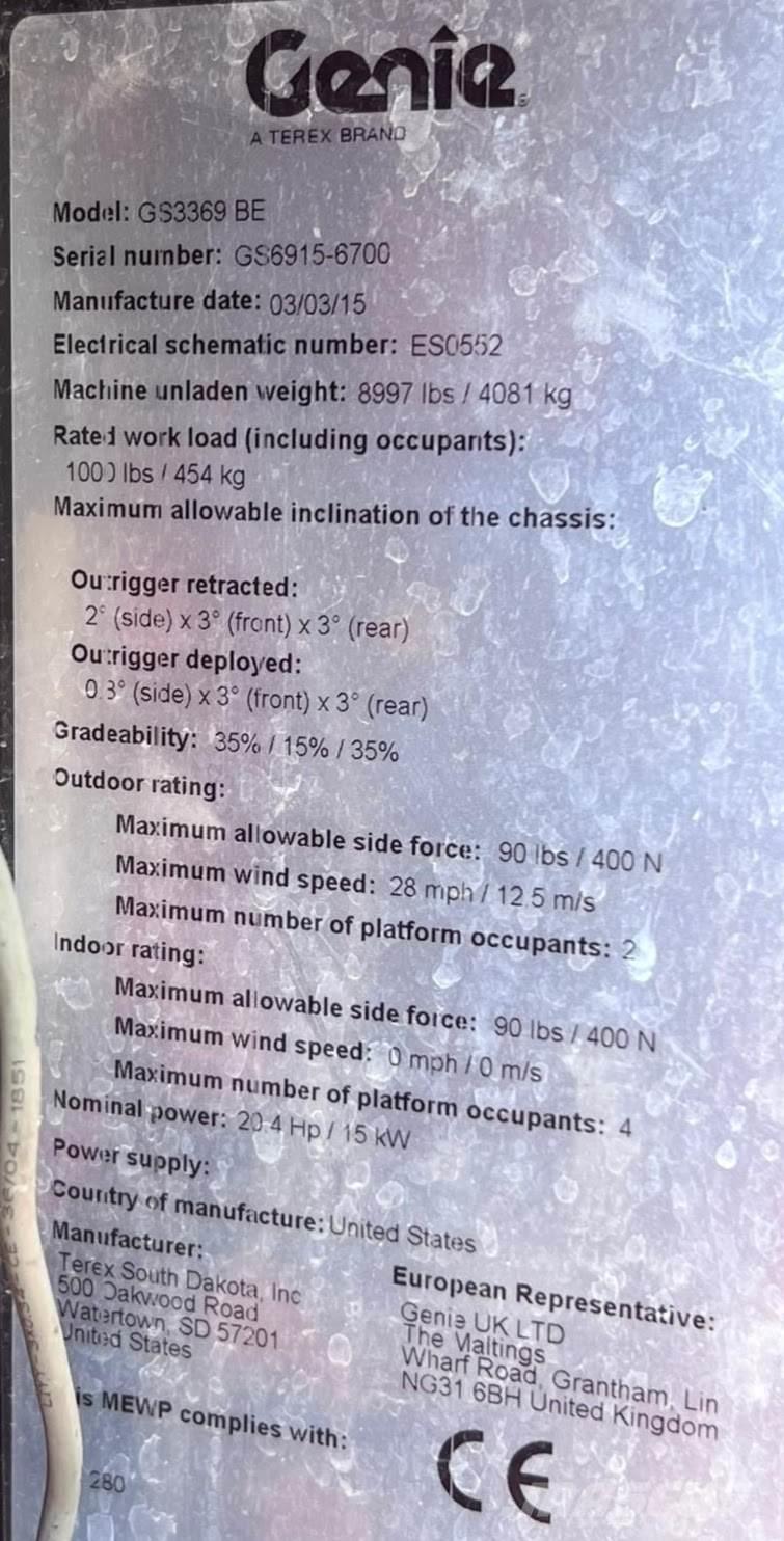 Genie GS 3369 BE Scissor lifts