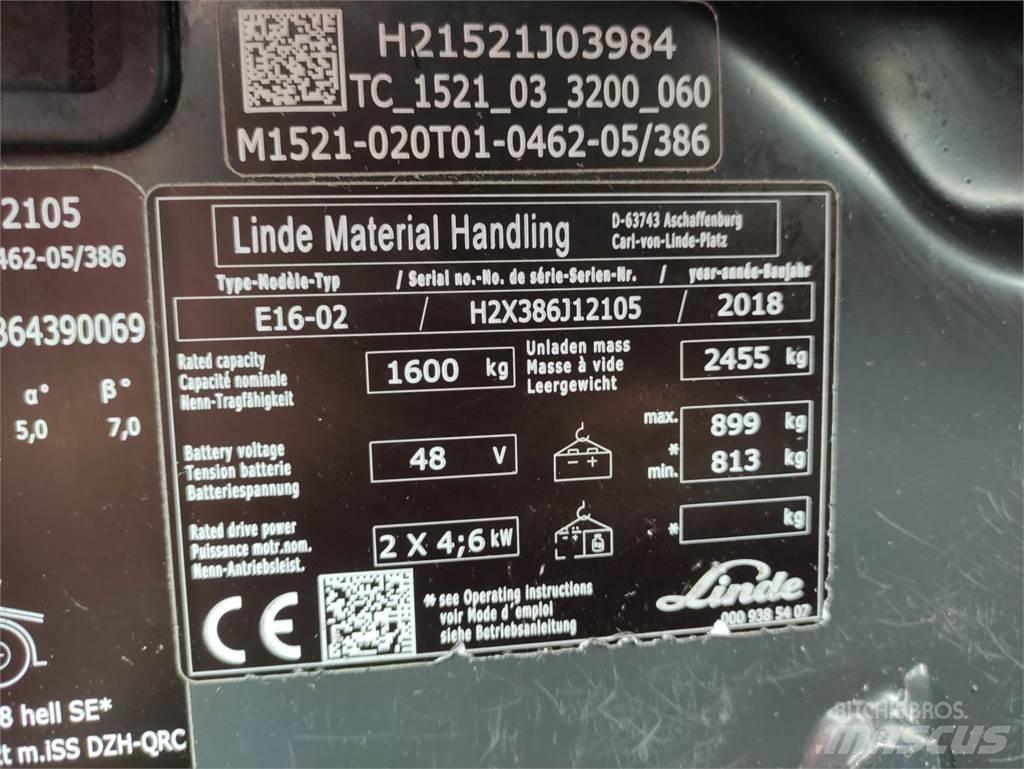 Linde E16-02-386-EVO Electric forklift trucks