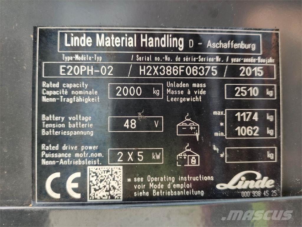Linde E20-PH-02 Electric forklift trucks