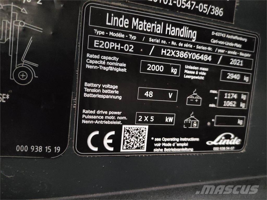 Linde E20PH-02-386-EVO Electric forklift trucks